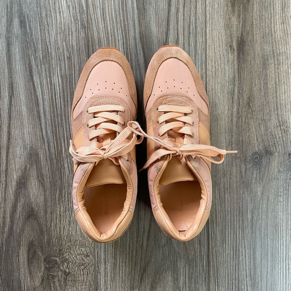 Club Monaco Zoe Leather Peach Sneakers | 8 - Picture 4 of 12